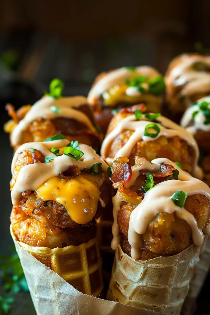 Bacon Cheeseburger Stuffed Tater Tot Cones: Ultimate Crispy Delight