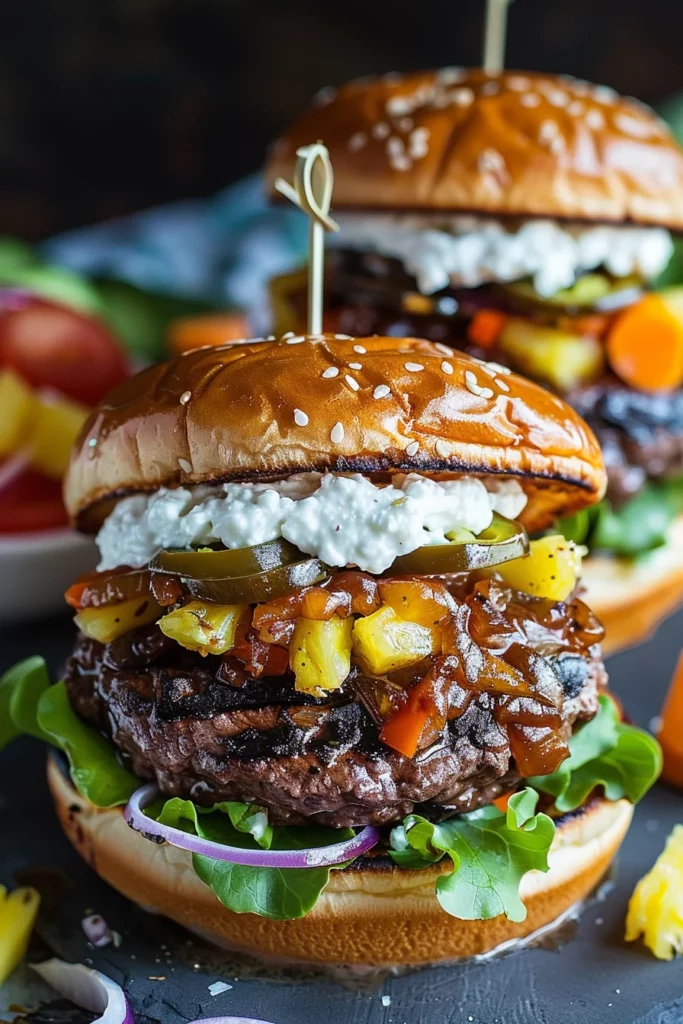 Charred Venison Smash Burgers With Pineapple Jalapeño Relish and Whipped Goat Cheese