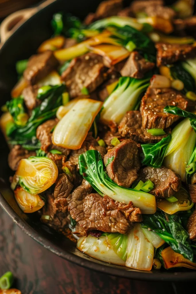 Savory Garlic Ginger Beef With Tender Bokchoy Stir Fry 12 Savory Garlic Ginger Beef With Tender Bokchoy Stir Fry