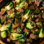 Savory Garlic Ginger Beef With Tender Bokchoy Stir Fry