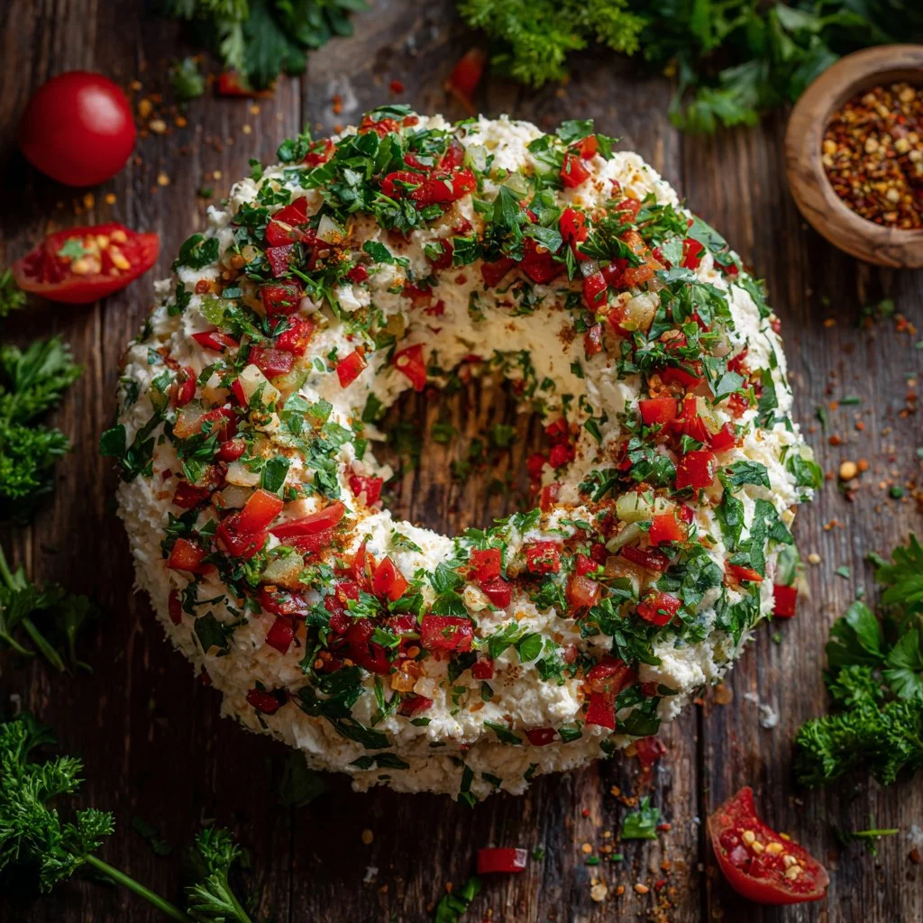 Christmas Taco Cheese Ball Wreath