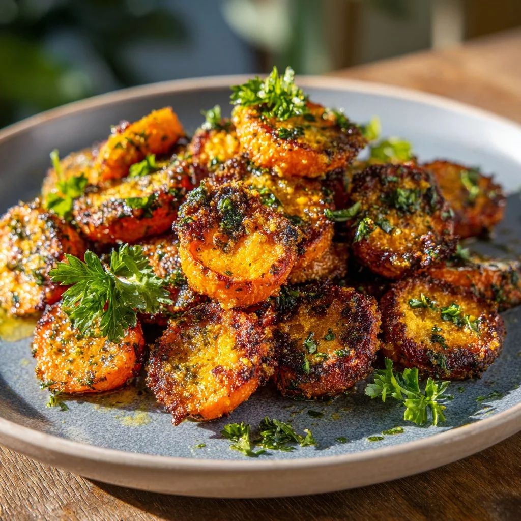 Smashed Garlic-Parmesan Carrots