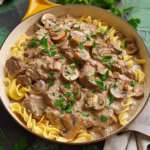 Beef and Mushroom Stroganoff (with Broth + Greek Yogurt Sauce)