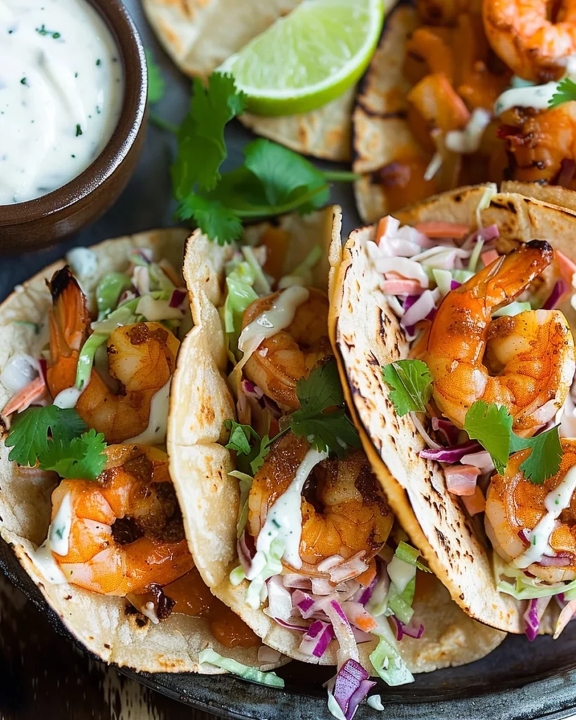 Cajun Shrimp Tacos with Yogurt-Lime Slaw