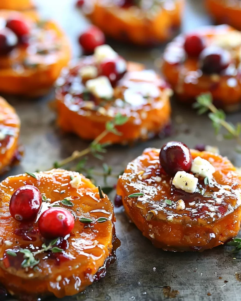 Caramelized Sweet Potato Bites With Cranberry Feta Sparkle: Irresistible Cranberry Feta Delight