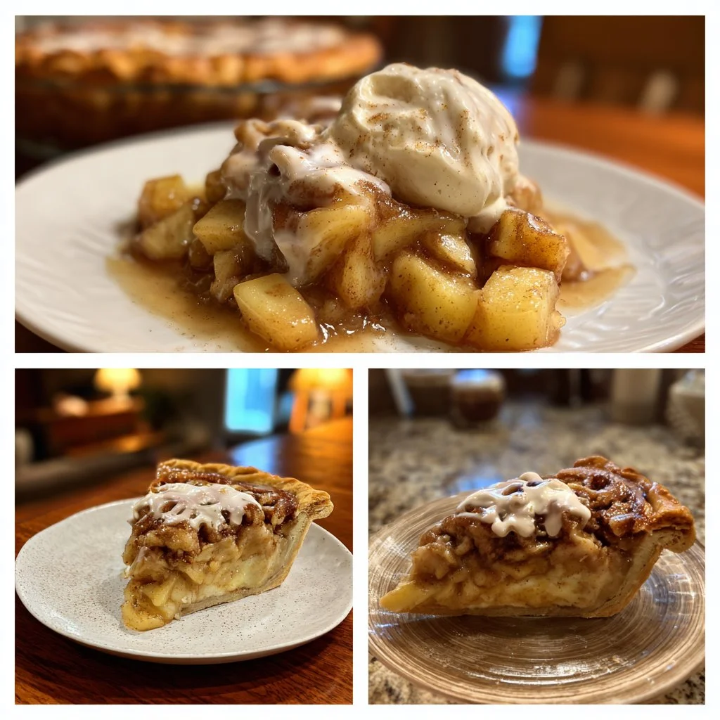 Delicious cinnamon roll apple pie fresh from the oven, showcasing cinnamon swirl crust and apple filling.