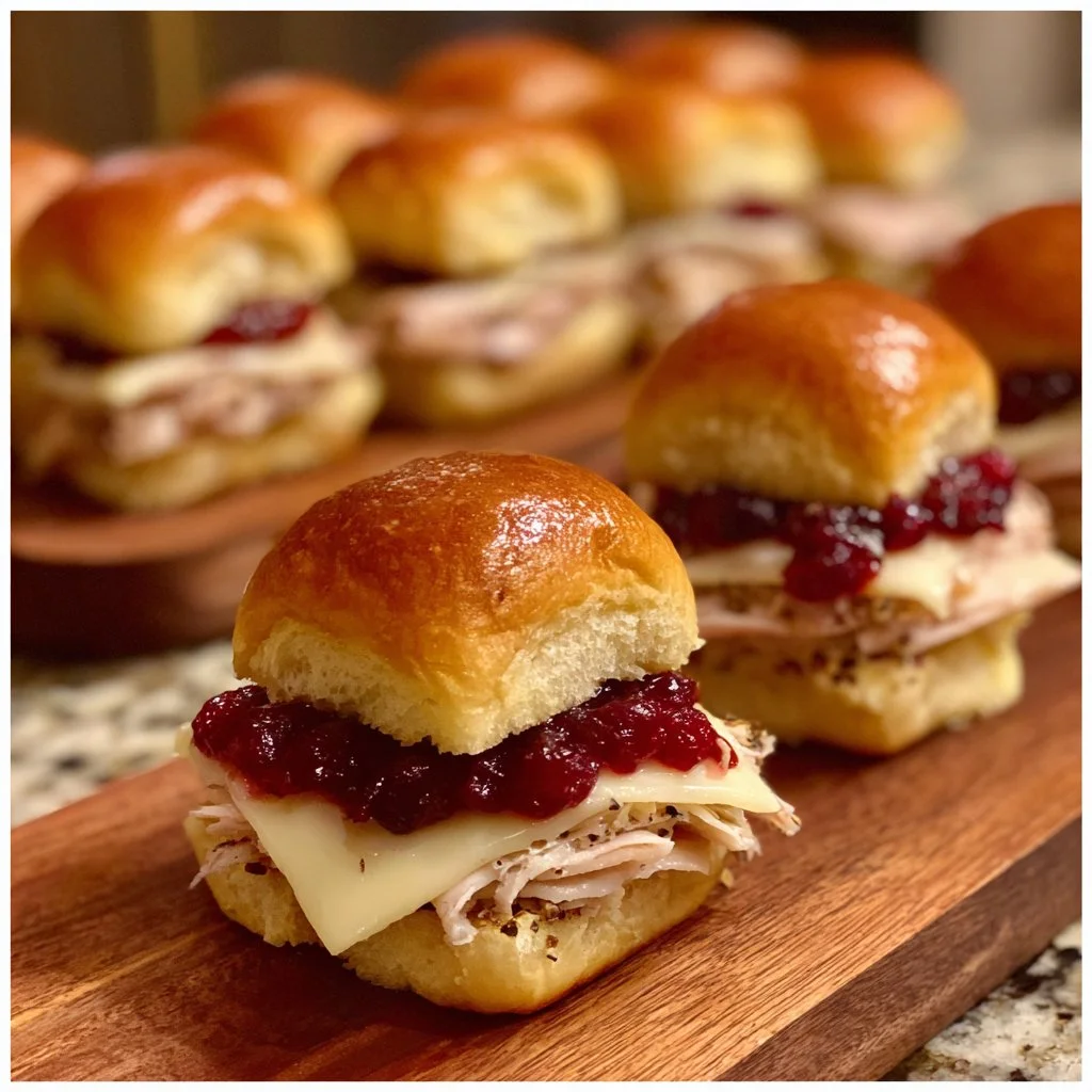 Cranberry Turkey Sliders served on a platter with fresh ingredients