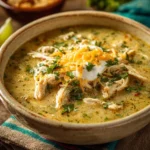 Creamy and Cheesy Green Chicken Enchilada Soup
