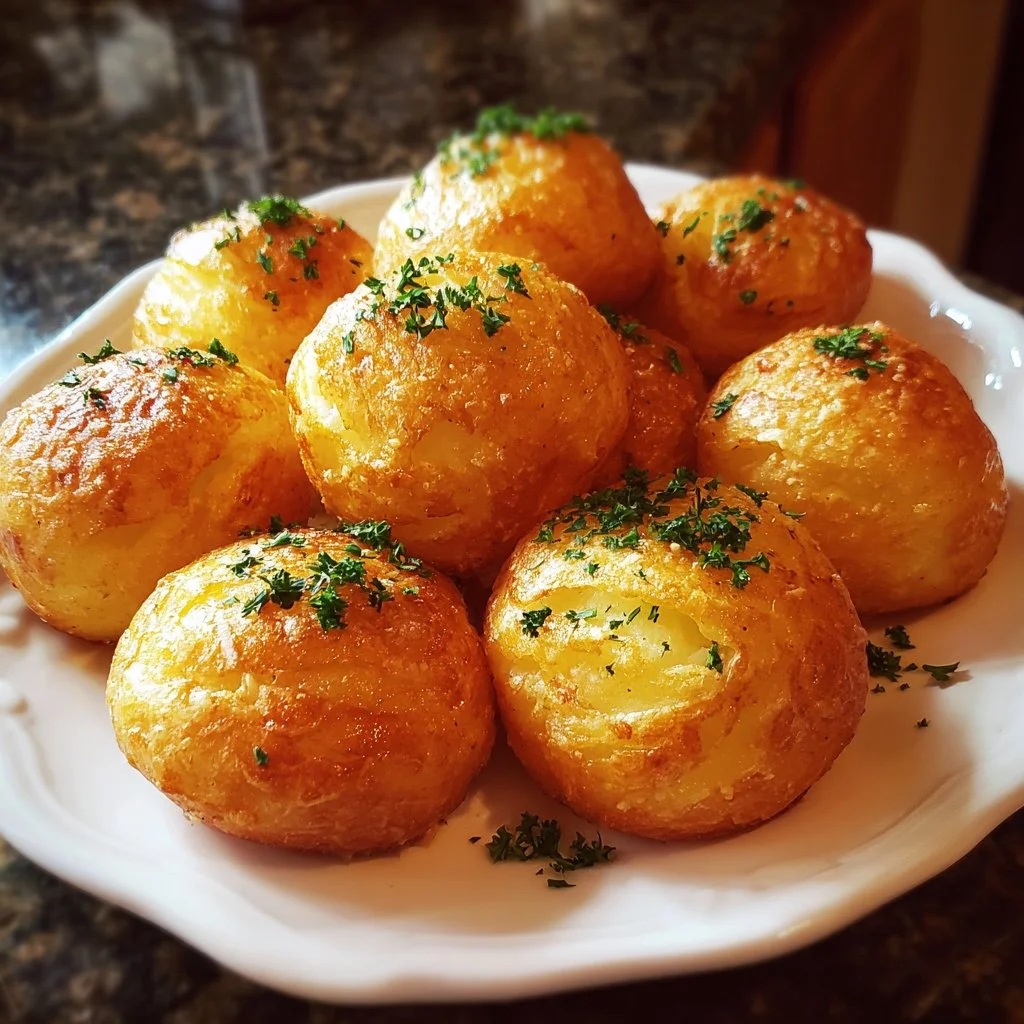 Deliciously piped Duchess Potatoes served on a plate