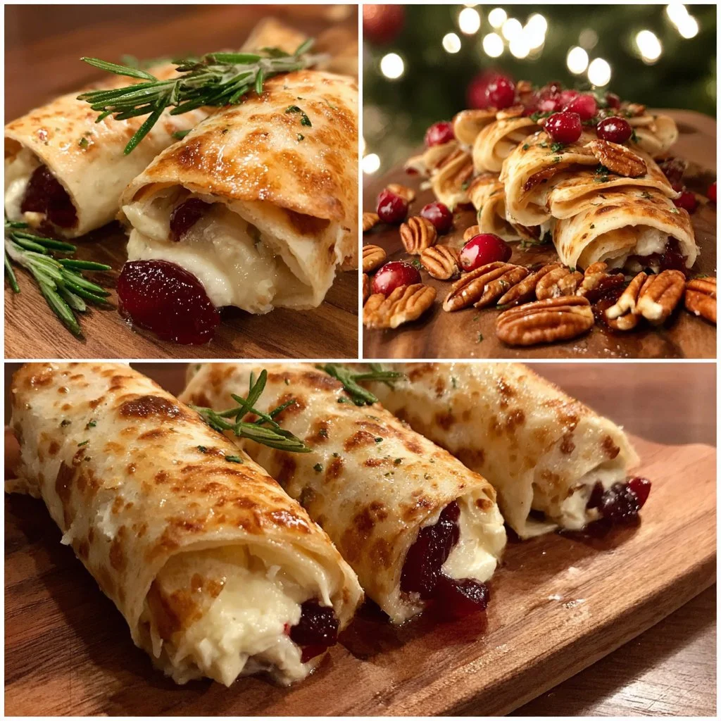Delicious festive Christmas Cranberry Roll Ups showcased on a holiday table