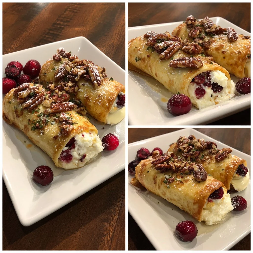 Festive Christmas Cranberry Roll Ups on a festive platter