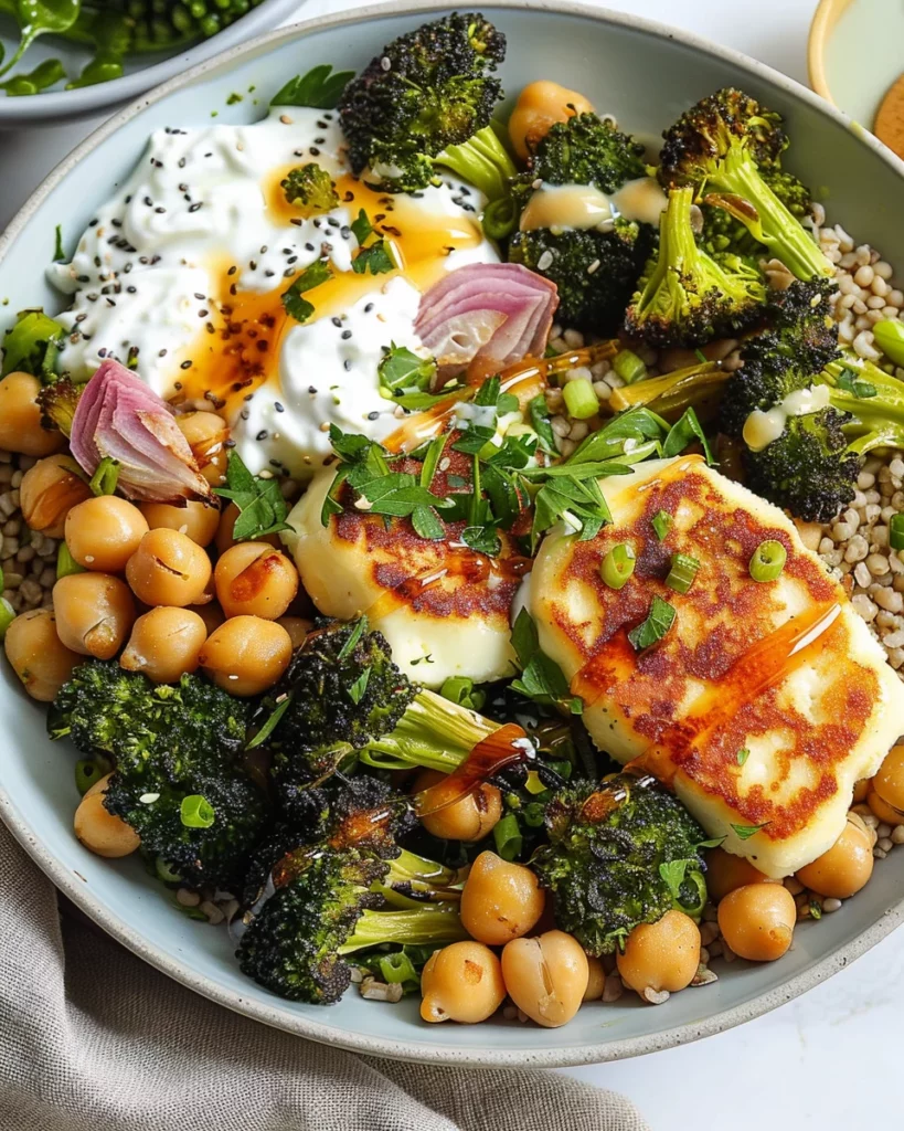 Halloumi and Chickpea Bowls with Hot Honey Drizzle: Irresistible Mediterranean Bliss