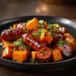 Honey Garlic Sausage with Sweet Potatoes
