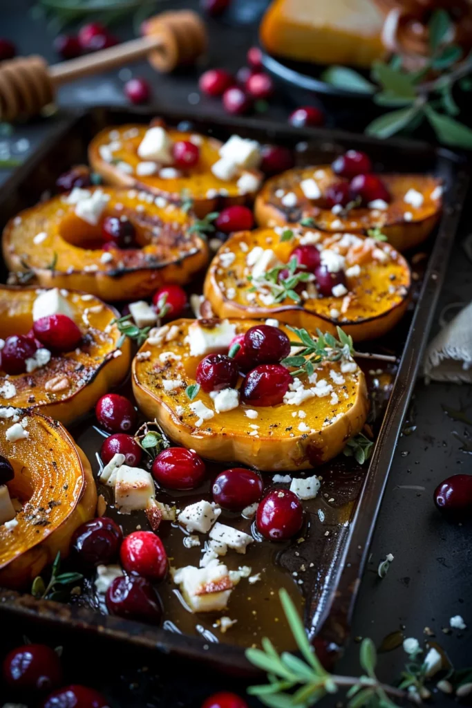 Honey Roasted Butternut Squash with Cranberries and Feta: Irresistibly Golden Delight