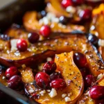Honey Roasted Butternut Squash with Cranberries and Feta