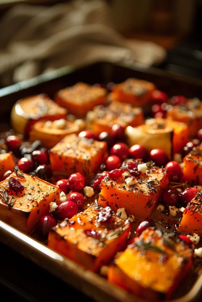 Honey Roasted Butternut Squash With Cranberries and Feta Sweet and Savory Butternut Squash