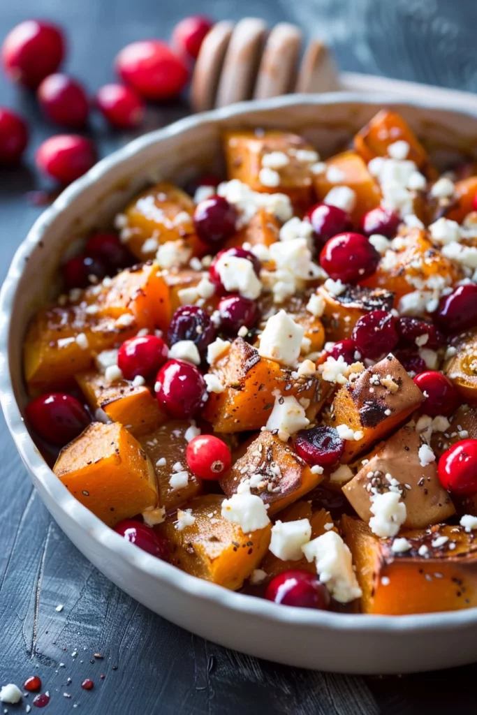 Honey Roasted Butternut Squash With Cranberries and Feta Sweet and Savory Butternut Squash