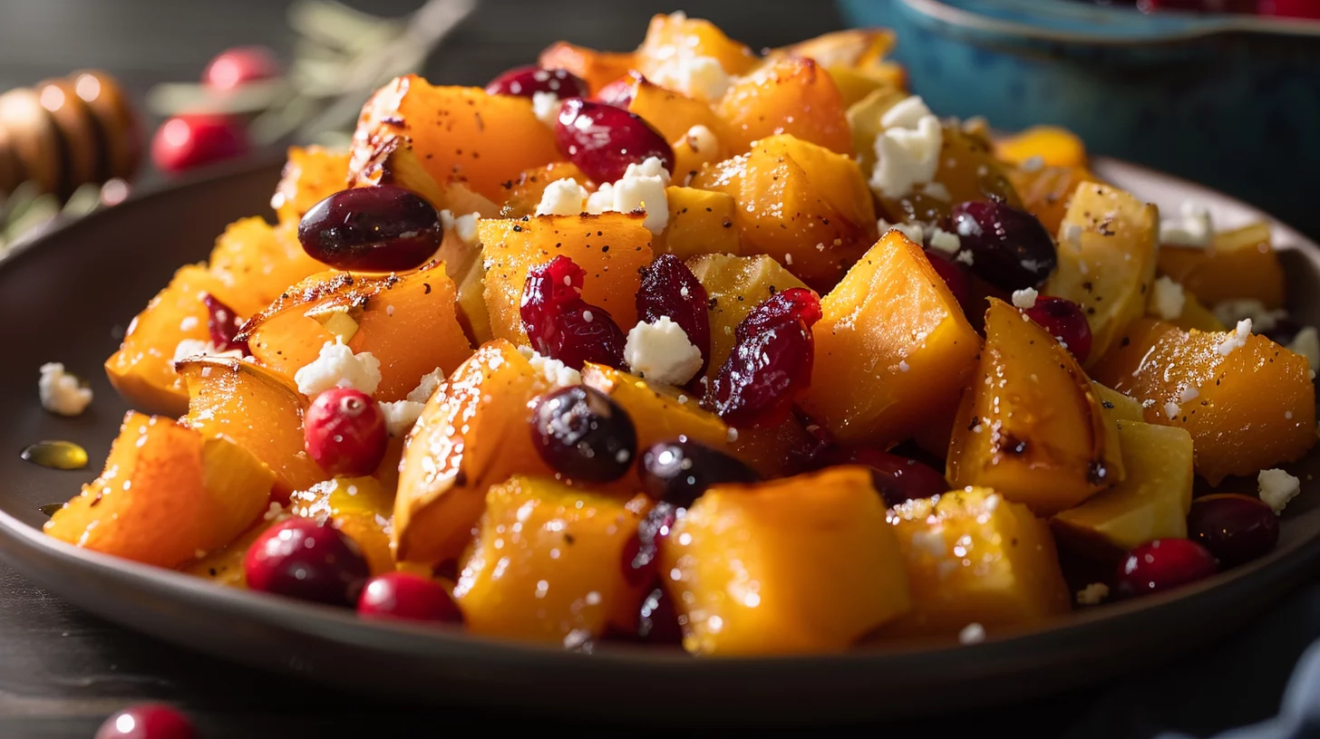 Honey Roasted Butternut Squash With Cranberries and Feta Sweet and Savory Butternut Squash