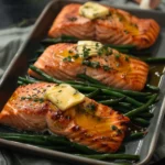 Maple Dijon Salmon With Thyme Butter and Garlic Green Beans