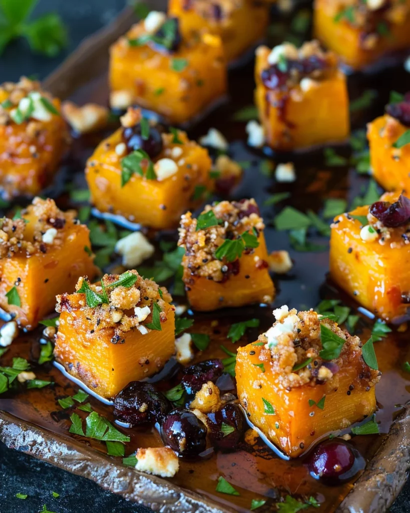 Maple Roasted Butternut Squash Bites With Cranberry Feta Crumble: Flavor Explosion!