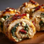 Rolled Up Chicken with Feta, Spinach, and Sun-Dried Tomatoes