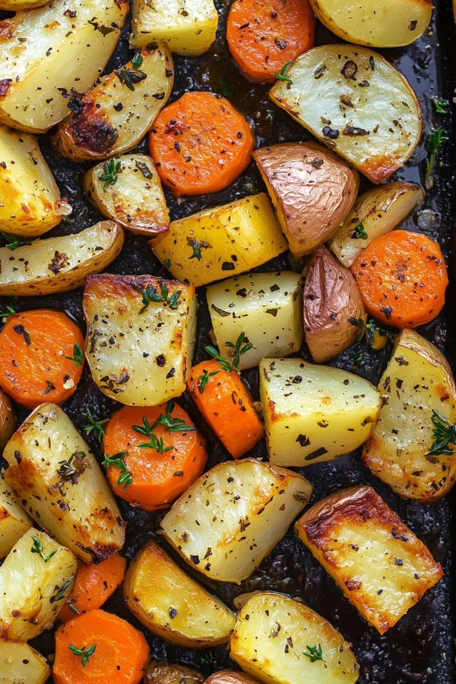 Garlic Herb Roasted Potatoes Carrots and Zucchini