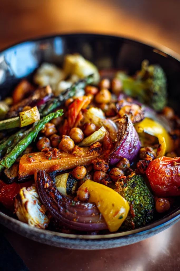 Harissa Chickpea Roasted Veggie Bowl