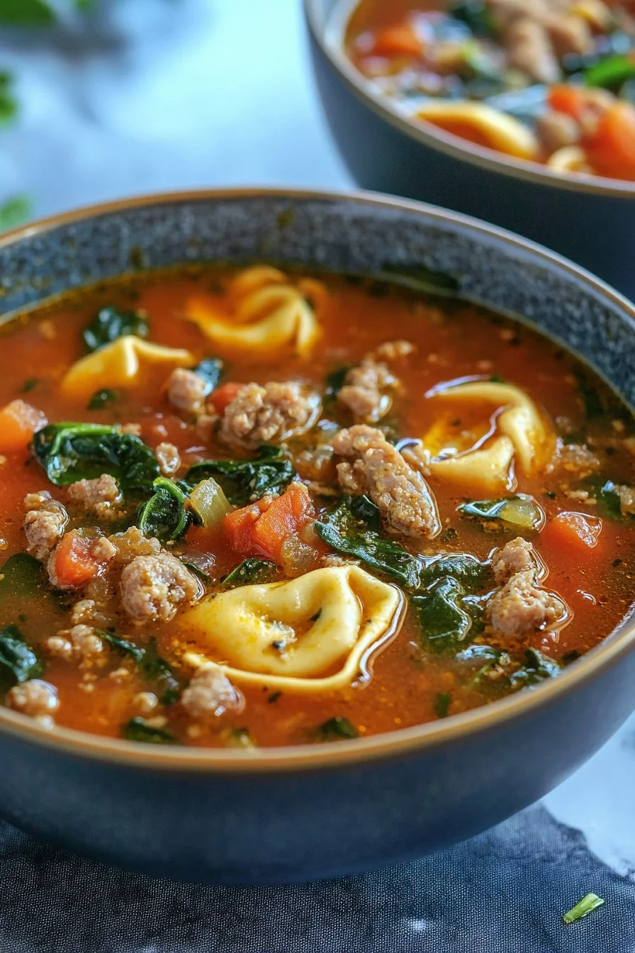Easy Sausage Spinach Tortellini Soup