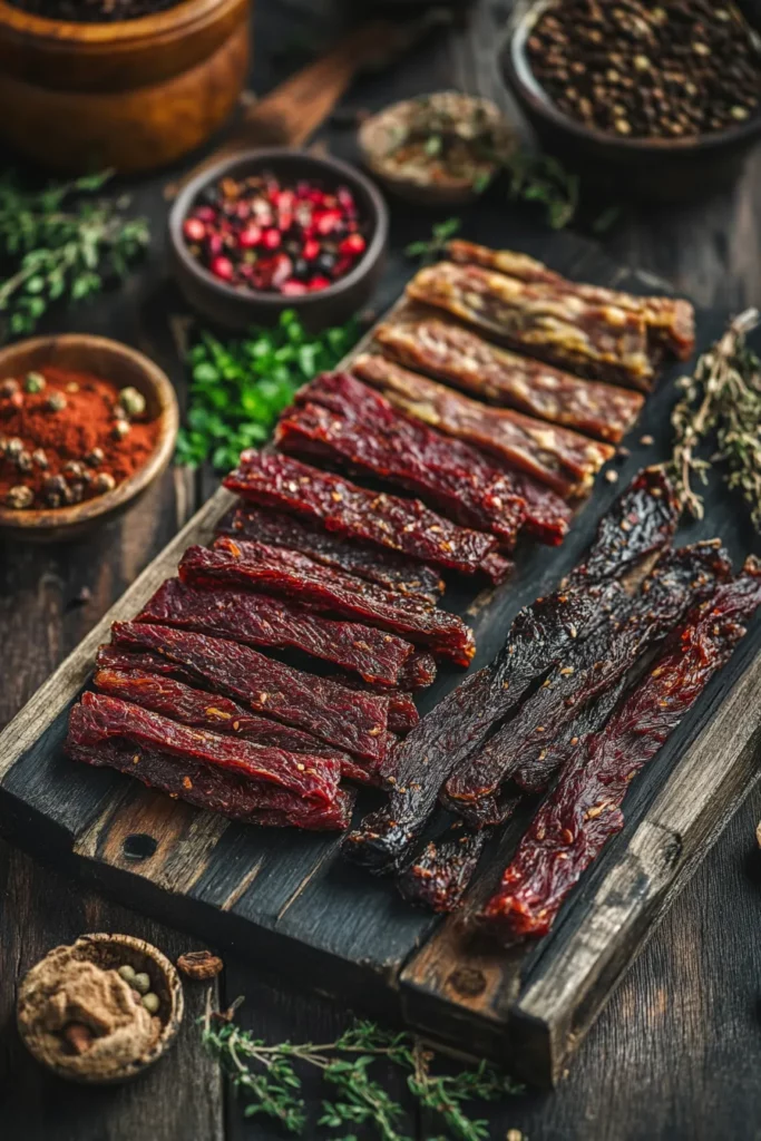 Variety of venison jerky