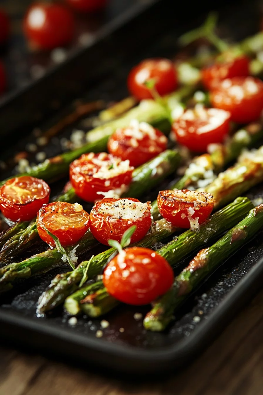 Roasted Asparagus with Parmesan and Cherry Tomatoes