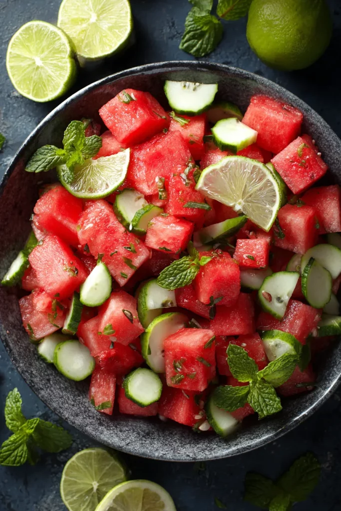 Watermelon and Cucumber Summer Salad
