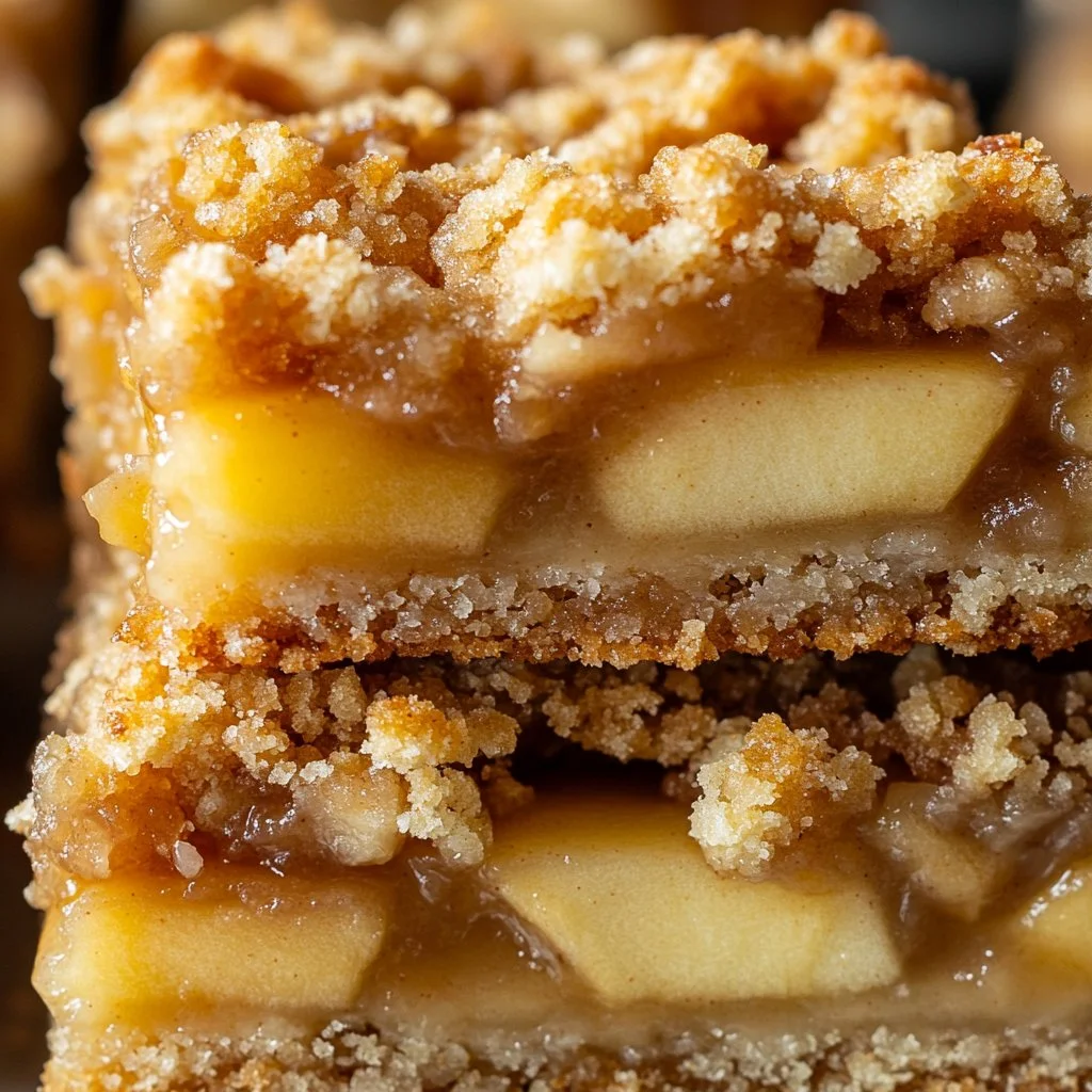 Delicious apple crisp shortbread bars with a golden crust and fresh apple filling
