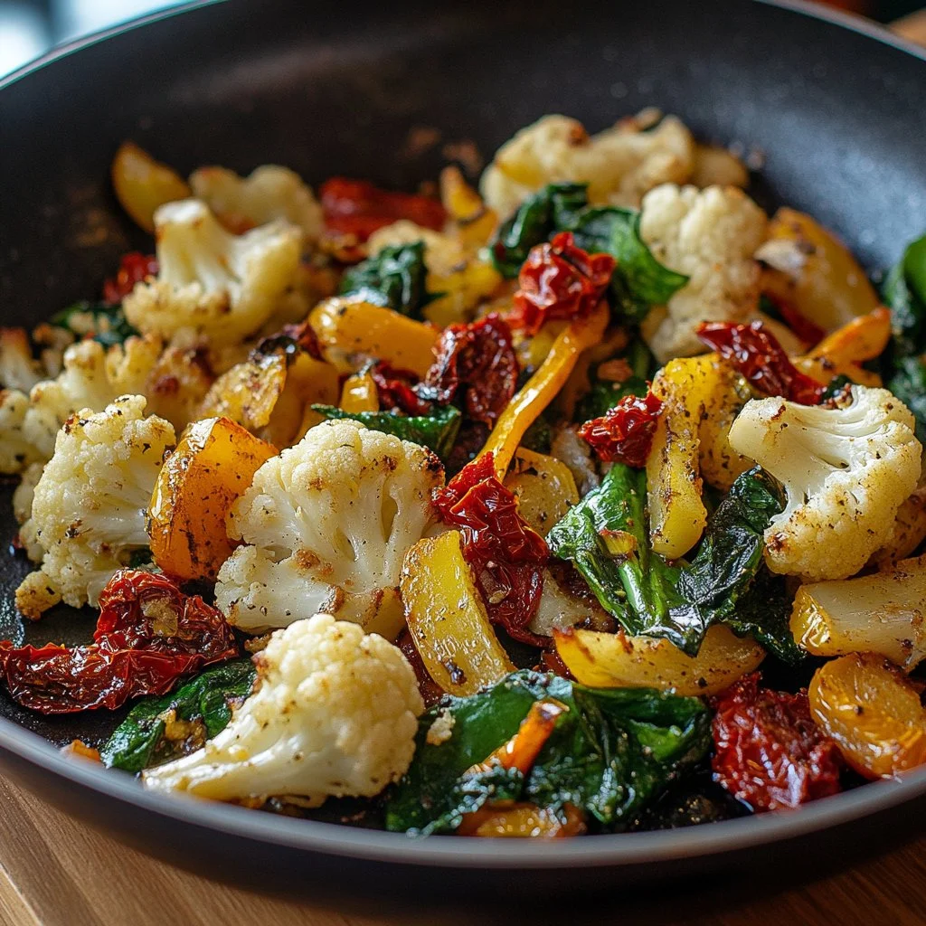 Cheesy Marry Me Roasted Vegetable Medley featuring colorful roasted vegetables