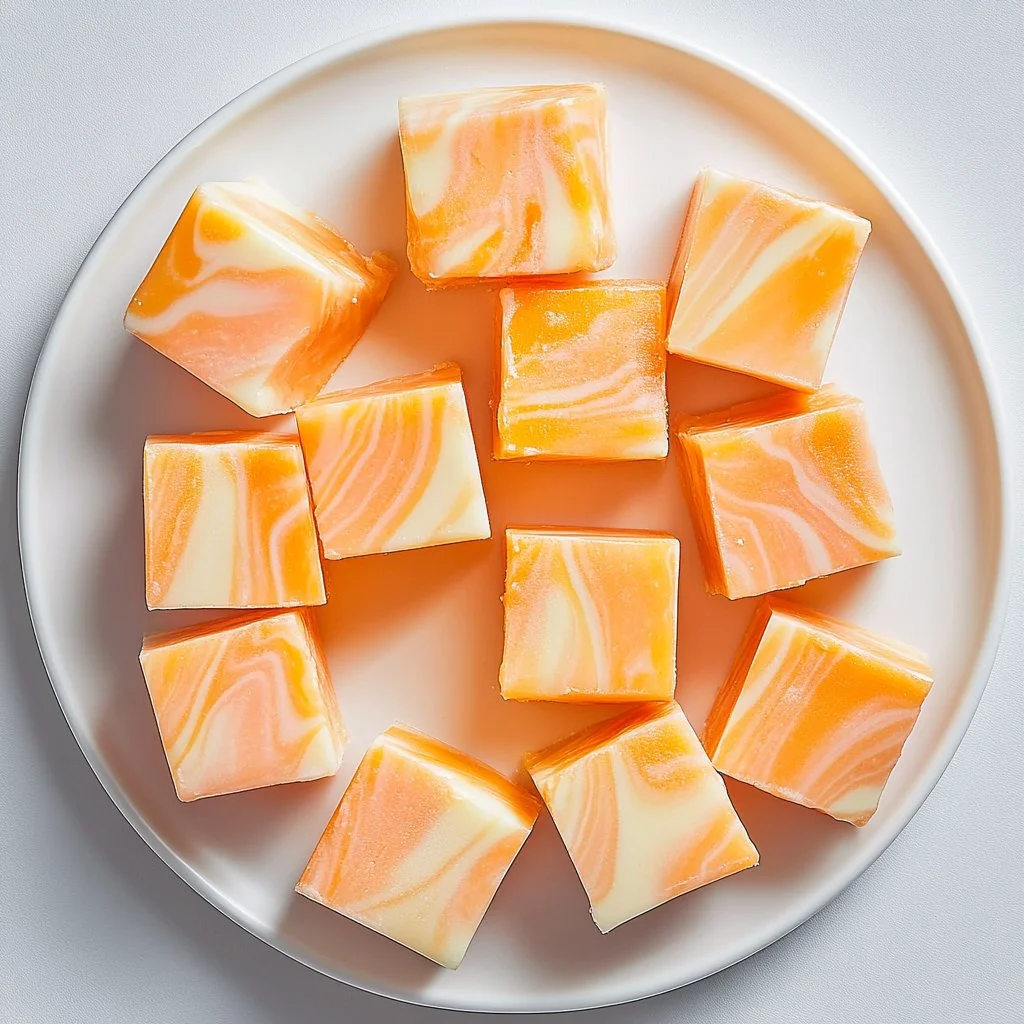 Delicious creamsicle fudge dessert showcasing orange and vanilla swirls