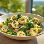 Creamy Garlic Parmesan Tortellini with Sausage and Broccoli
