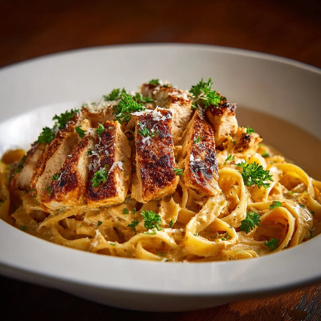 Delicious creamy Cajun chicken pasta with five simple ingredients on a plate