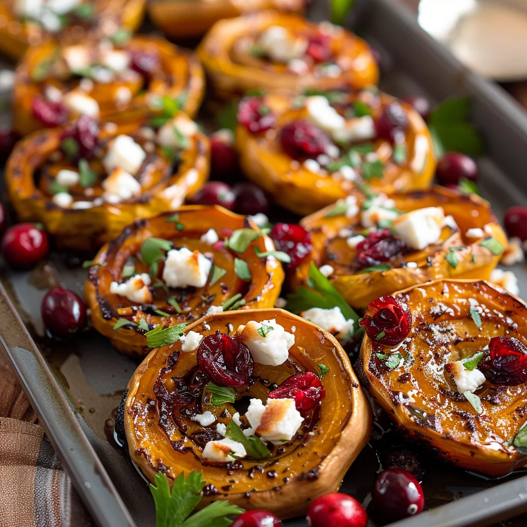 Maple Toasted Butternut Medallions With Cranberry Feta Bliss