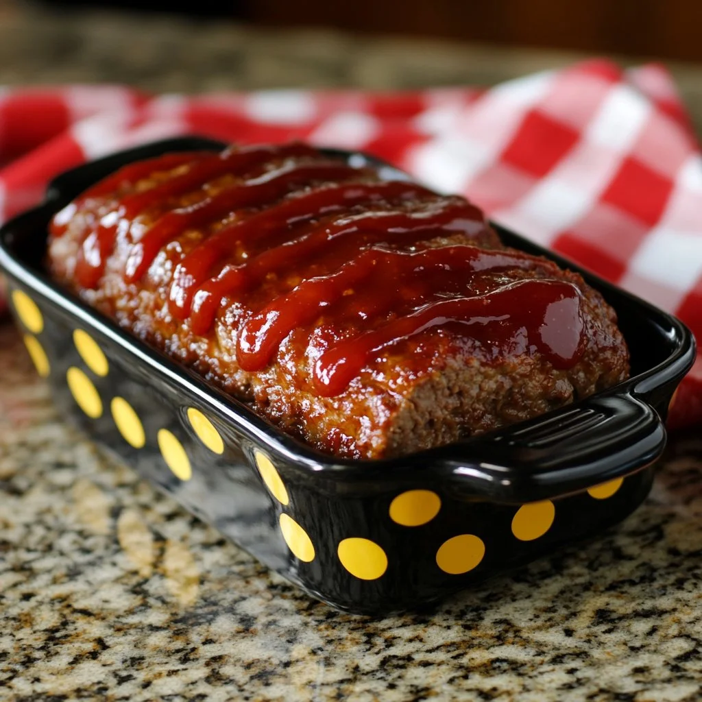 Meatloaf for two served with mashed potatoes and vegetables.