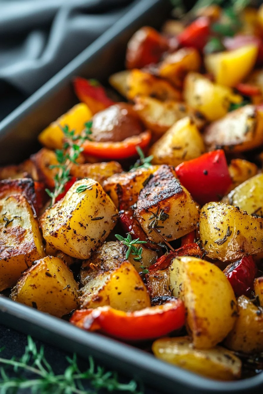 Oven-Roasted Potatoes and Bell Peppers