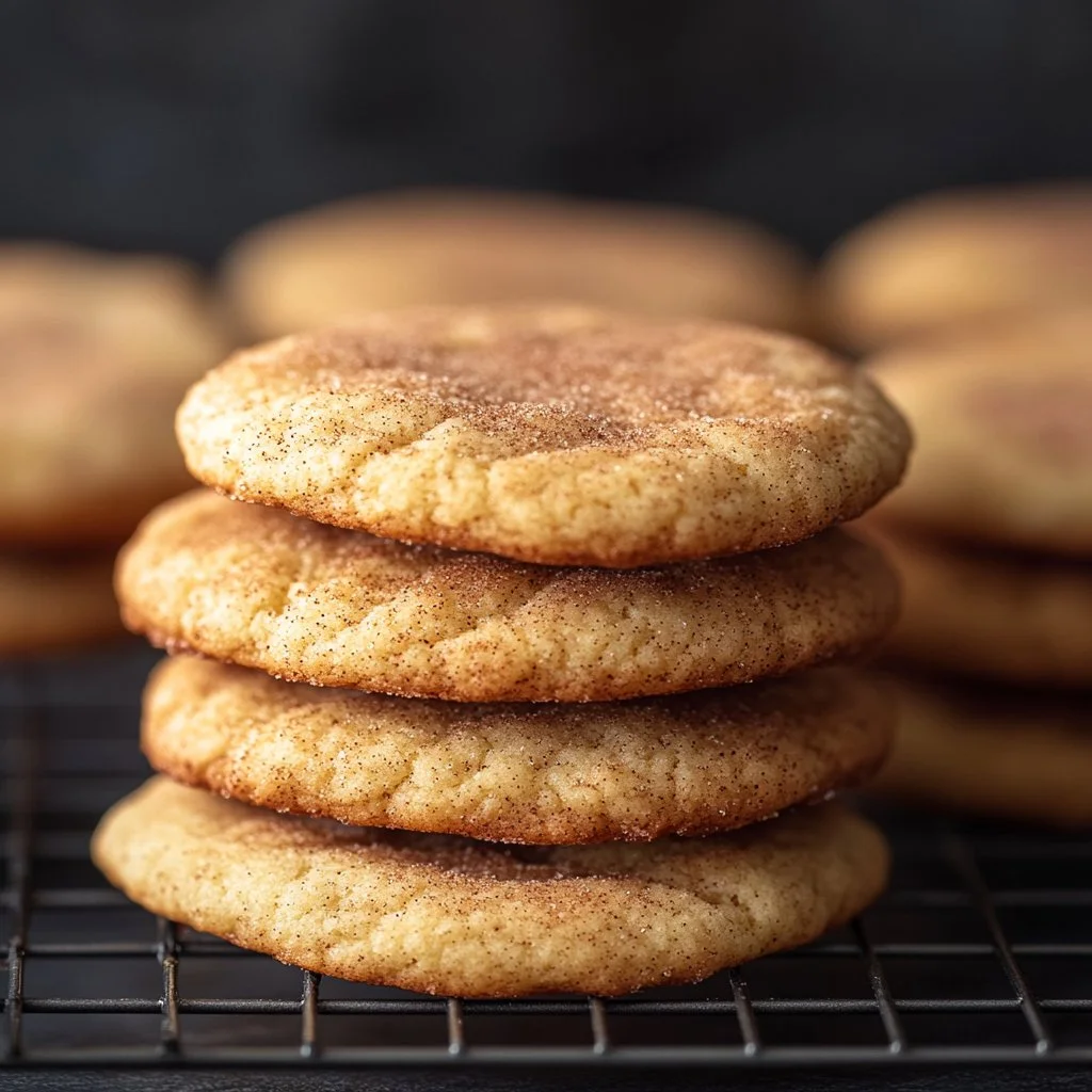 Delicious homemade snickerdoodle cookies with gooey texture and cinnamon sugar topping.