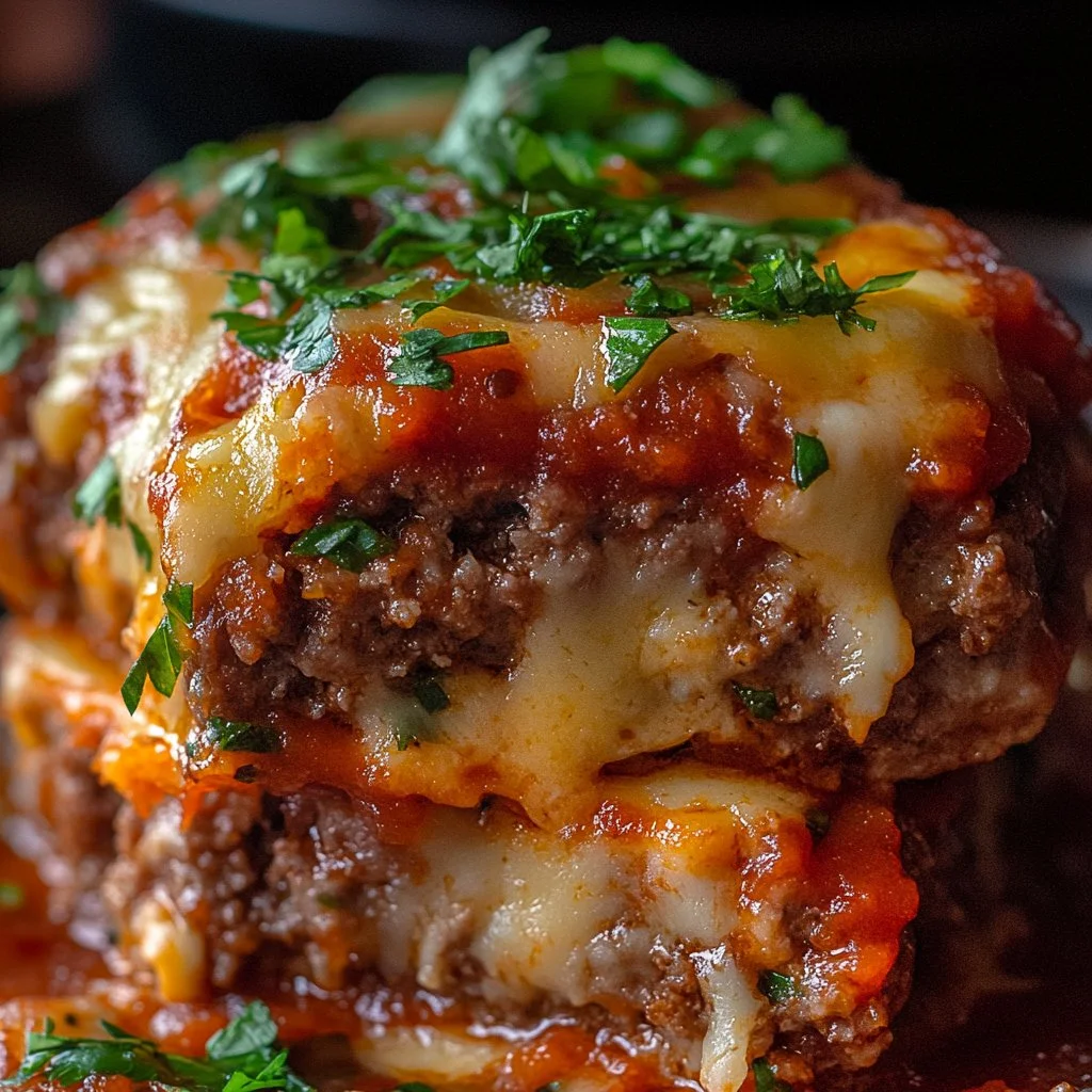 Delicious stuffed Italian meatloaf garnished with herbs and served on a plate