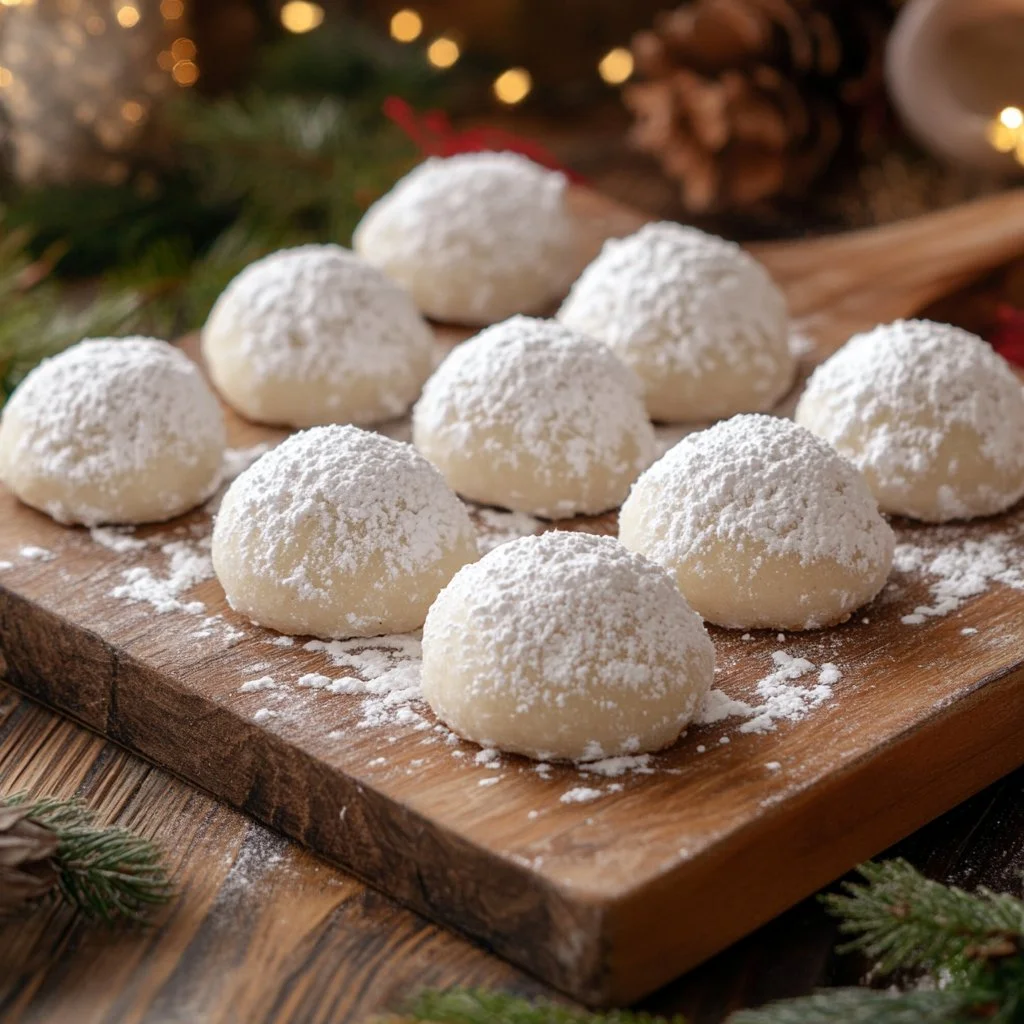 Sweetened Condensed Milk Snowballs on a decorative plate
