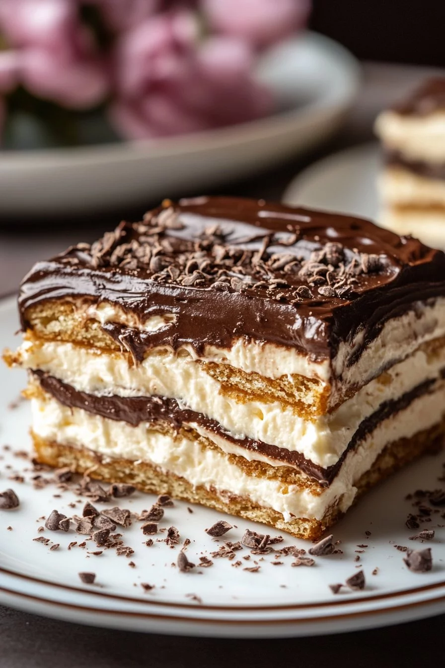 No Bake Chocolate Eclair Cake