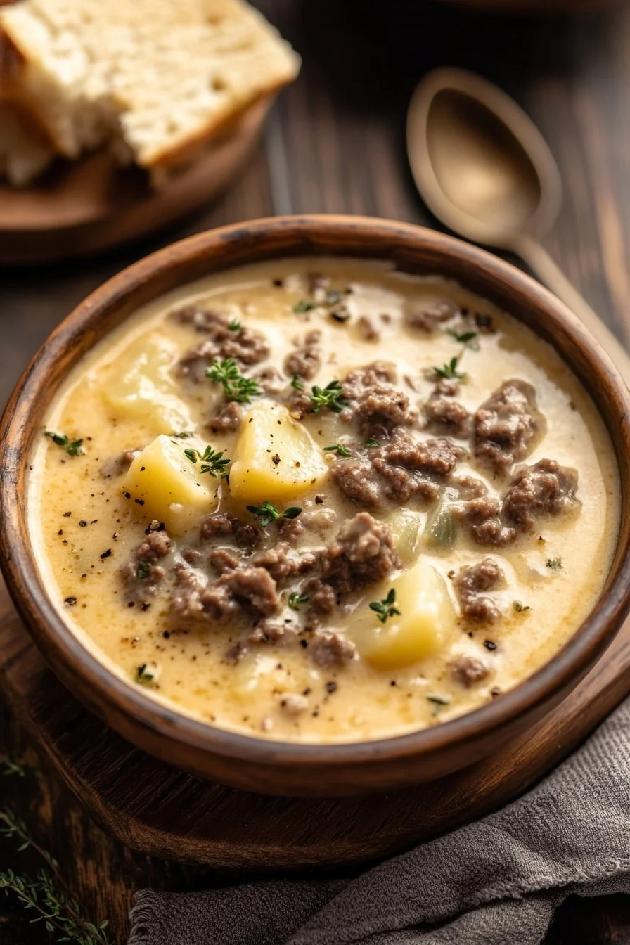 Cheesy Beef and Potato Soup