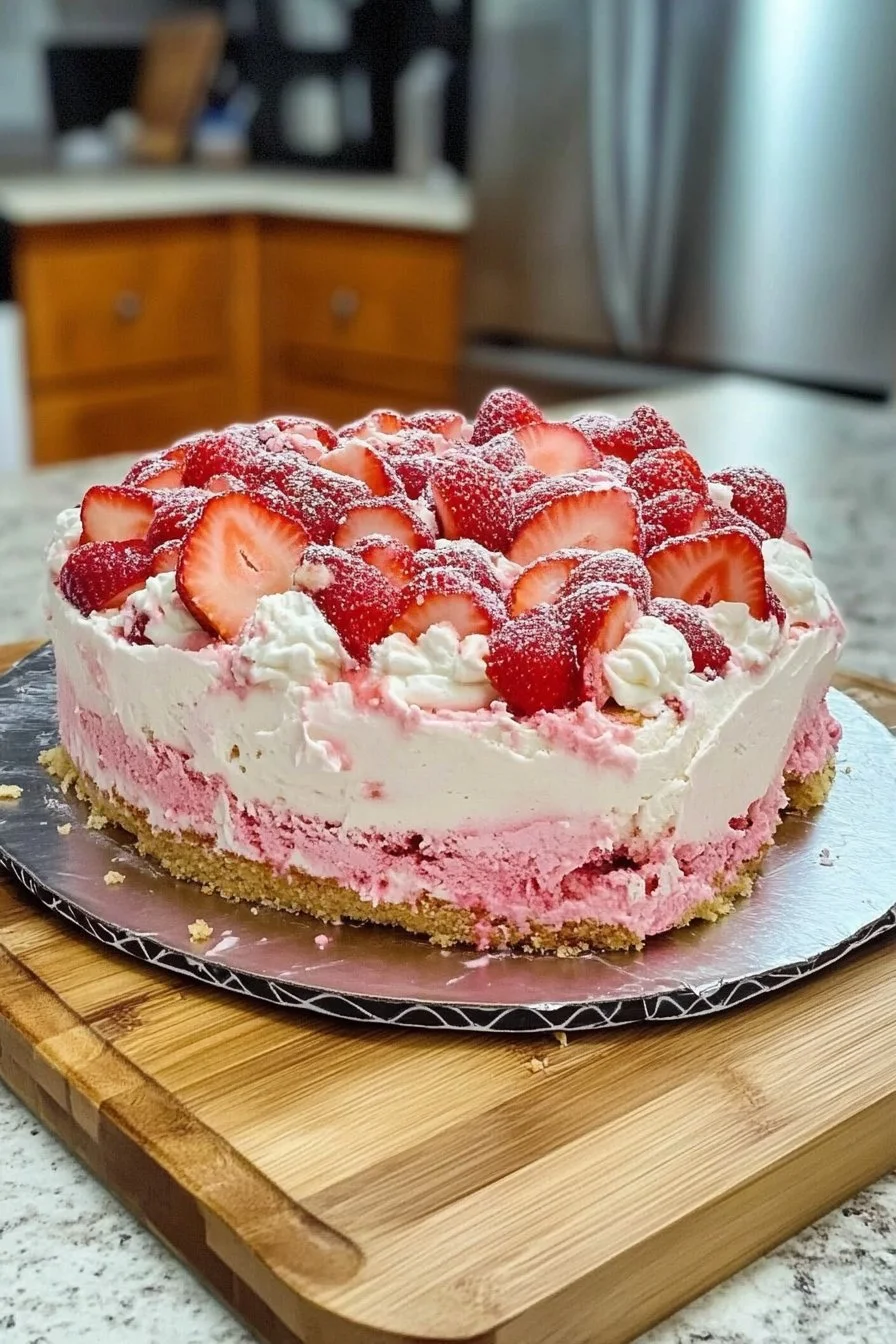 strawberry ice cream cake 🍓