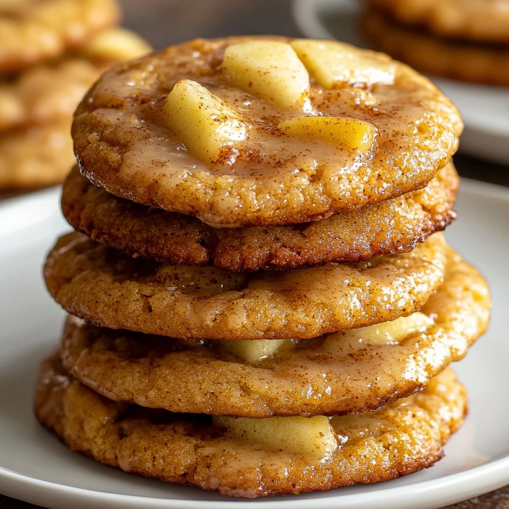 Freshly baked Apple Cider Cookies on a rustic wooden table