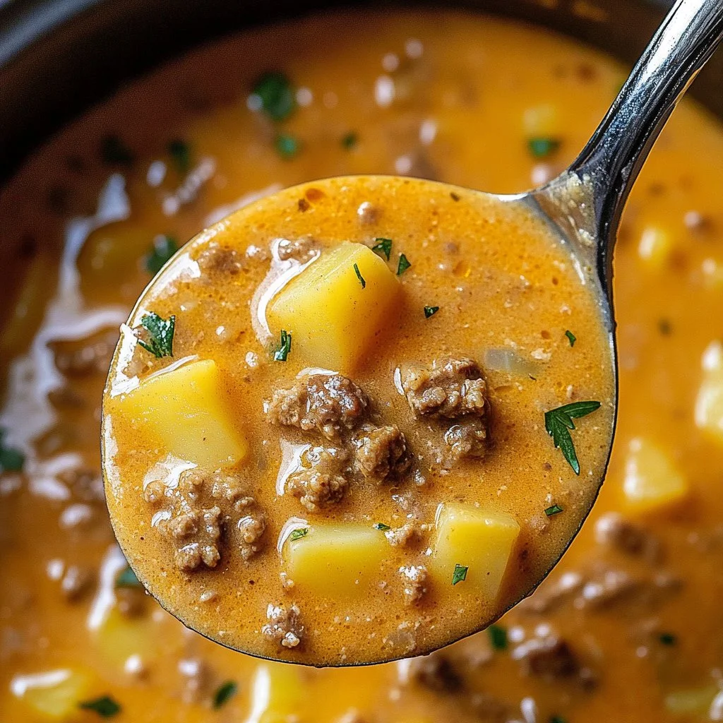 Cheesy Beef and Potato Soup