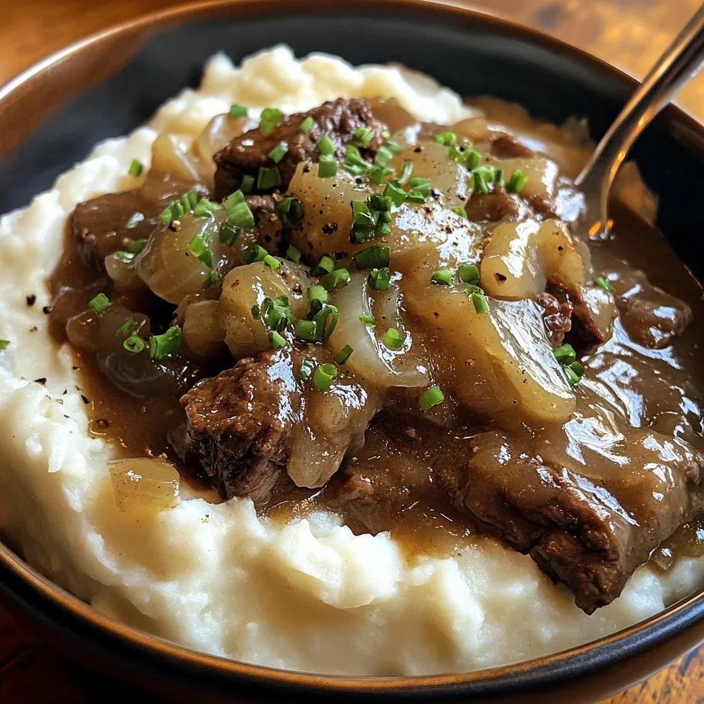 Double French Onion Beef Tips and Gravy