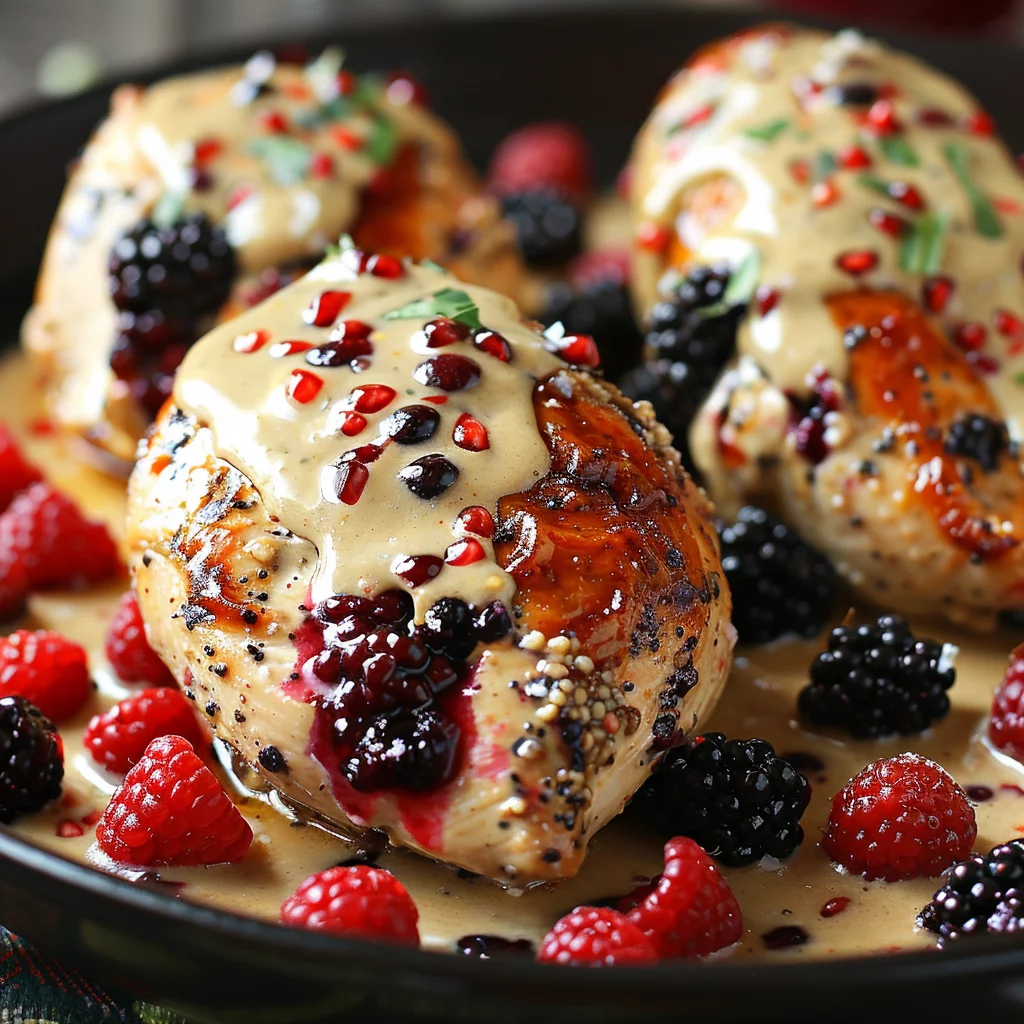 BEST Christmas Chicken Breasts Stuffed with Red Berry Cream and Smoky Chipotle