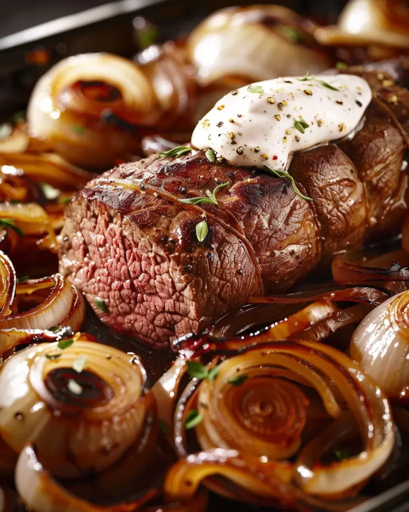 Roasted Beef Tenderloin With French Onions and Horseradish Sauce: The Ultimate Indulgence